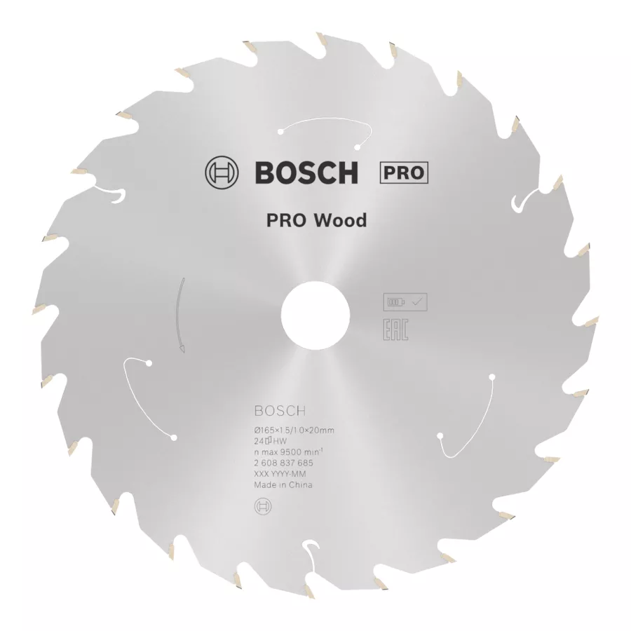 Lame PRO Wood cordless 165x20mm 24 dents BOSCH